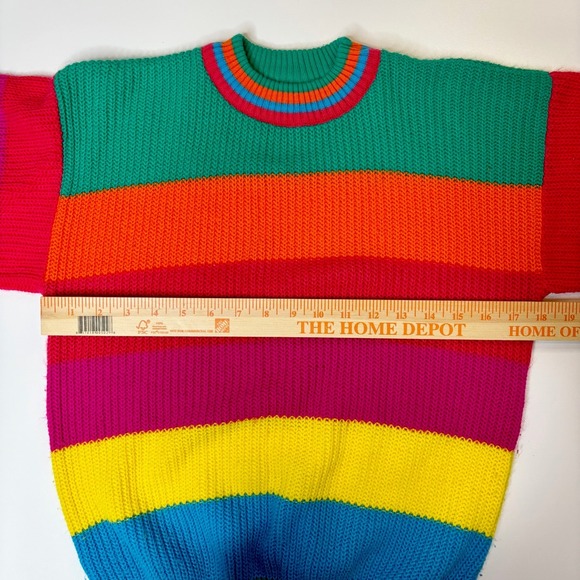 Knitwaves VTG Sweater Kids L Rainbow Striped Crew Neck‎ Vintage 1980s 1990s - Picture 7 of 7